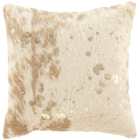 Landers Cream/Gold Faux Fur Pillow